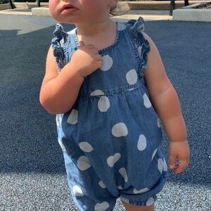 Baby girl denim bubble romper bundle 3m and 6m